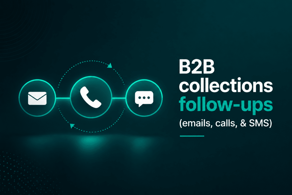 B2B collections follow-up process using email, phone calls, and SMS to accelerate payments